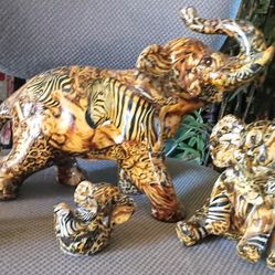 Family 4 Ceramic Elephants