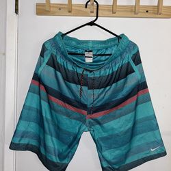 Men's Nike Optic Shift Striped Volley Shorts Swimsuit Bottoms Color Energy Sz L