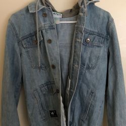 Jean jacket with hoodie Men:Small