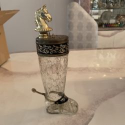 Vintage 1960s decanter glass boot with music box
