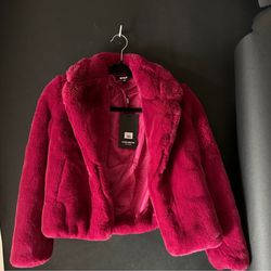 Apparis Milly Faux Fur Coat in Raspberry