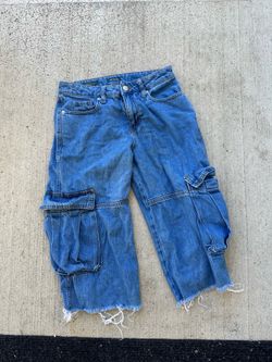 Wild Fable Mid Rise Baggy Cargo Jorts Denim Short Pants size 2