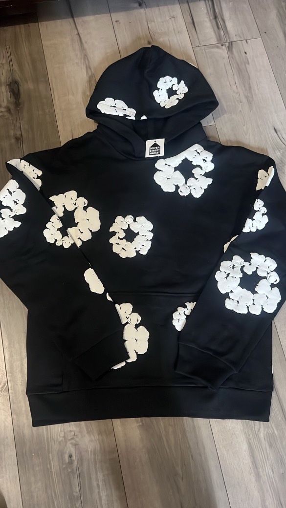 black and white denim tear hoodie🔥🔥