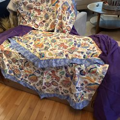 Three Colorful Valances And Pair Of Sheers 