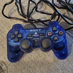 Sony PlayStation 2 PS2 Ocean Blue Clear Controller DualShock OEM SCPH-10010