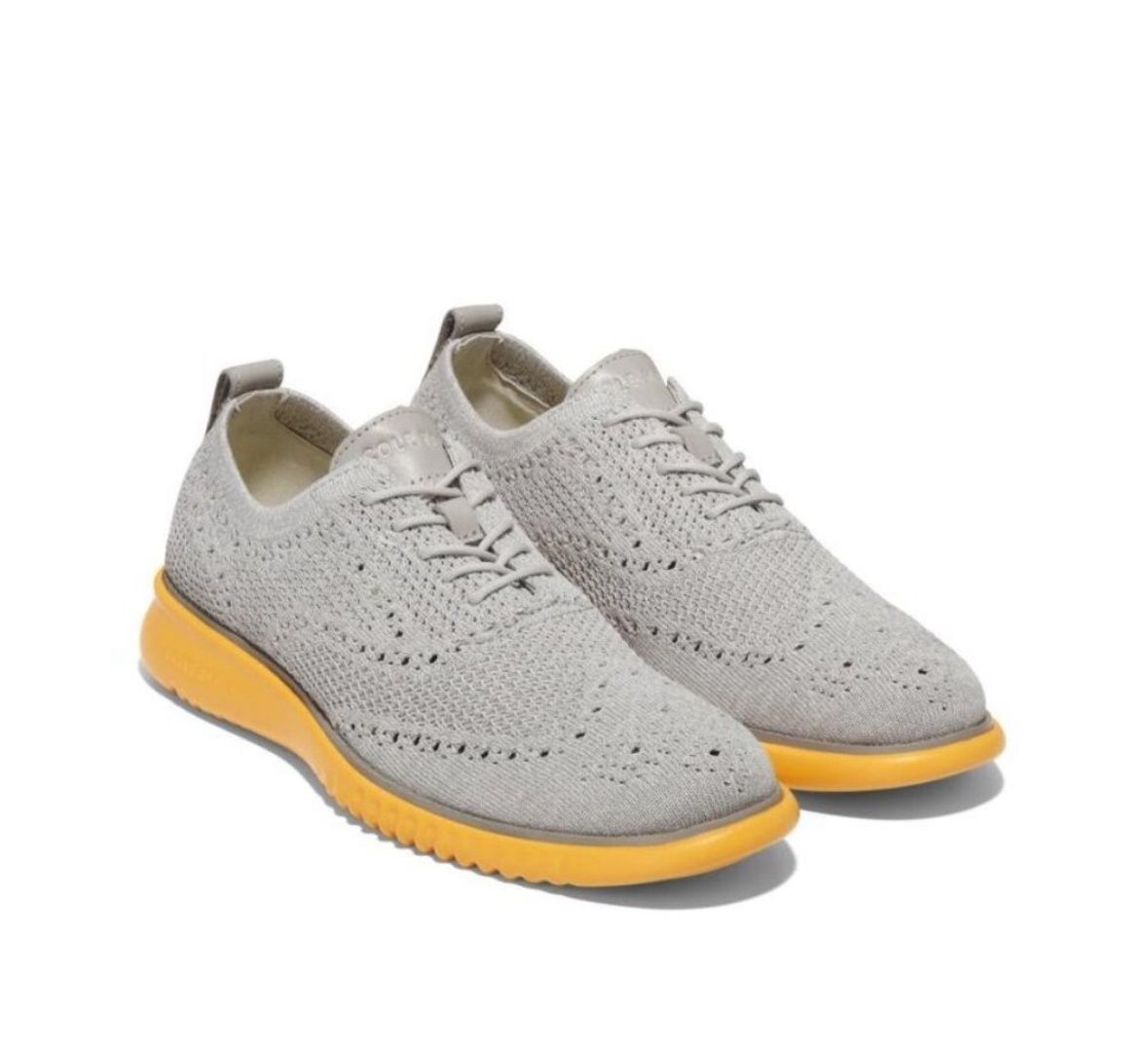 Cole Haan Men’s 7 Gray And Orange 2.Zerogrand Stitchlite Wingtip Oxfords 