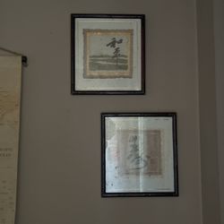 Two Framed Chinese Art, long life, peace