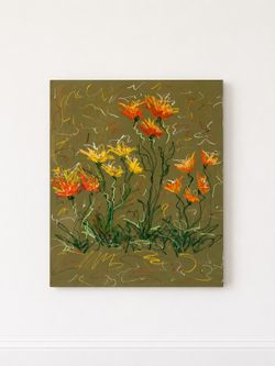 Khaki flower abstract painting