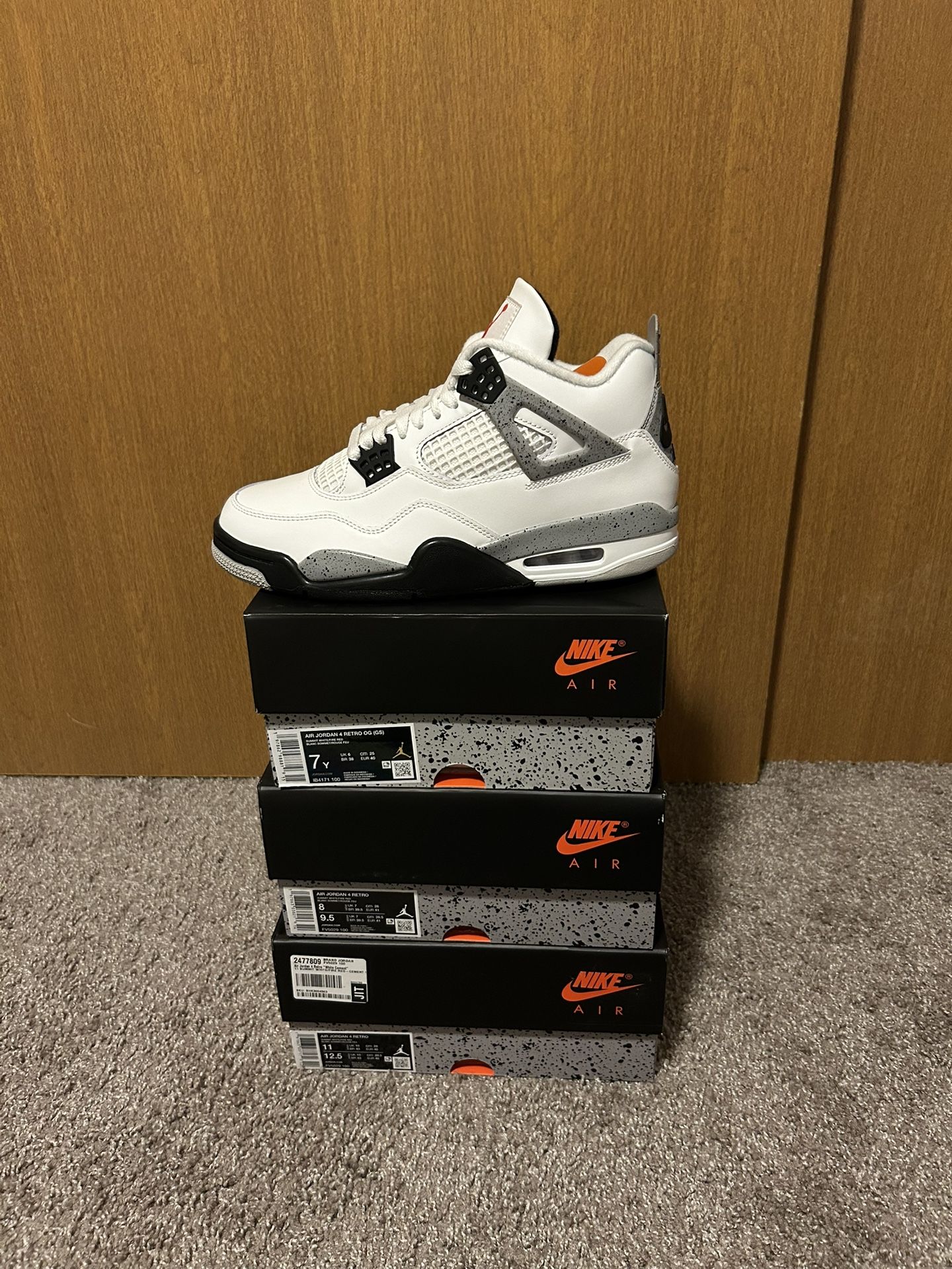 Jordan 4 “White Cement” Men & GS. Sizes 11, 8, 7Y !