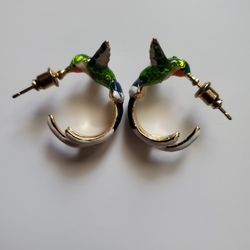 Green Hummingbird Earrings 