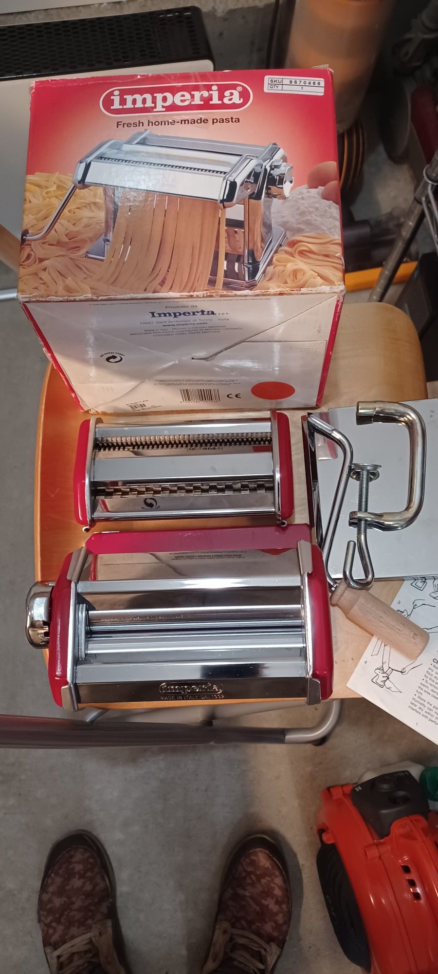 Imperia dal 1932 Noodle Pasta Maker Machine Wood Crank Handle Made in Italy