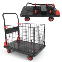 Folding Platform Cart with Wire Cage