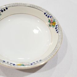 Vintage Saucers And Small Bowls With Gold Rims And Flower Designs From Japan 