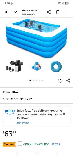 GooMood Inflatable Swimming Pool 71" x 51" x 28" Blue