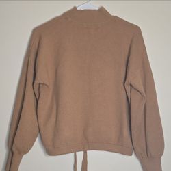 Camel Mock Neck Knit Sweater
