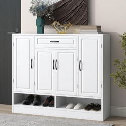 NEW Entryway Storage, Shoe Cabinet for Entryway, Storage Space Shoe Organizer with Drawer Doors Open Shelf !