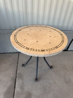 VTG Marble Top Steel Outdoor Round Table 