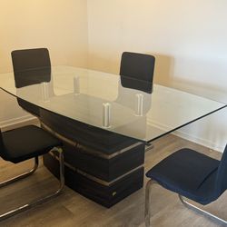 Modern Glass Dining Table with 4 Chairs – Contemporary