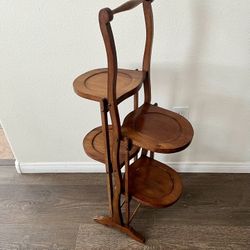 Antique 1900 Edwardian Mahogany Folding Cake stand 35 Inches Tall 