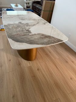 71-inch Pandora sintered-stone dining table with bronze  base