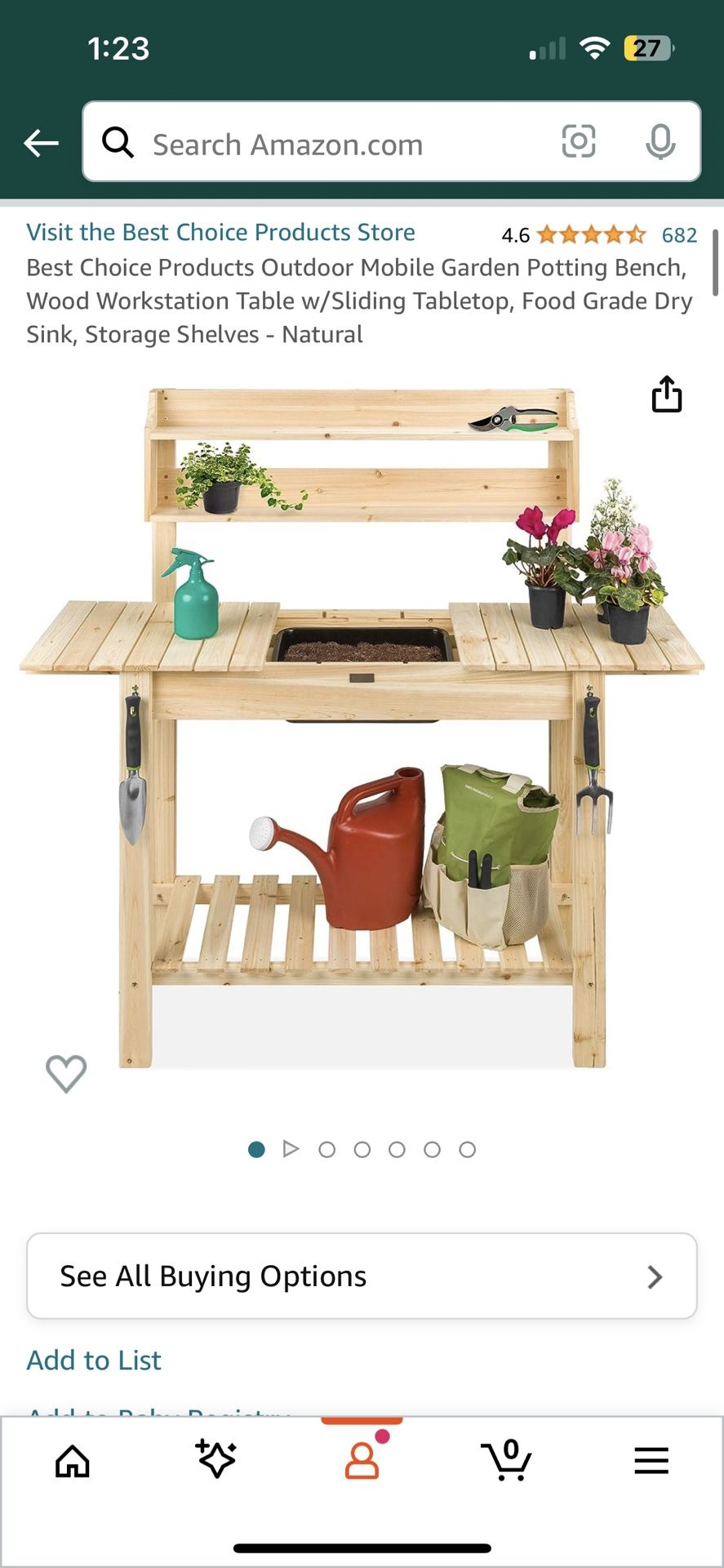 Best Choice Products Outdoor Mobile Garden Potting Bench, Wood Workstation Table w/Sliding Tabletop, Food Grade Dry Sink, Storage Shelves - Natural