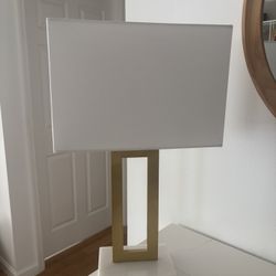 22” Marble & Gold Table Lamp with Translucent White Fabric Shade