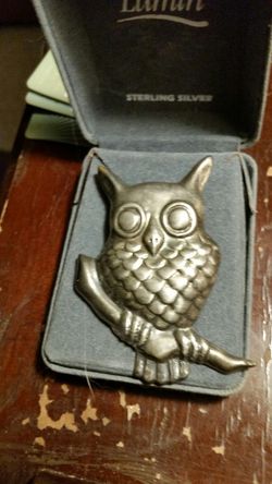Solid Silver Owl Brooch/Pin