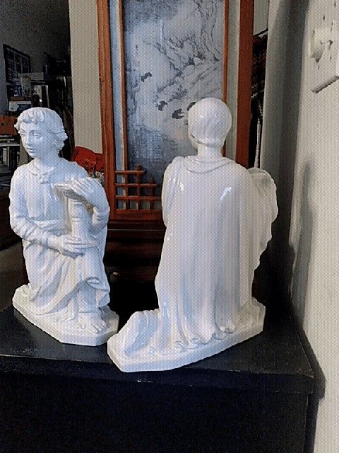 1950's Zaccagnini Italian Pottery Roman Greek Figural Candle Holder Pair