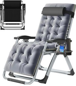 Zero Gravity Chair, Reclining Lounge Chair with Removable Cushion & Tray for Indoor and Outdoor, Patio Recliner Folding Reclining Chair
