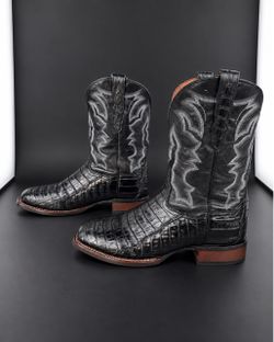 Dan Post Black Caiman Cowboy Boots – Men’s 10.5D