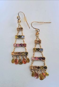 Colored rhinestone dangle earrings