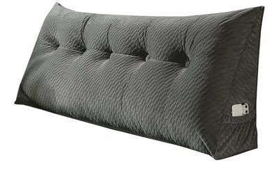 Large Triangular Headboard Triangular Reading Bed Rest Pillow Daybed Backrest Support Cushion(Grey, 59"x8"x20")