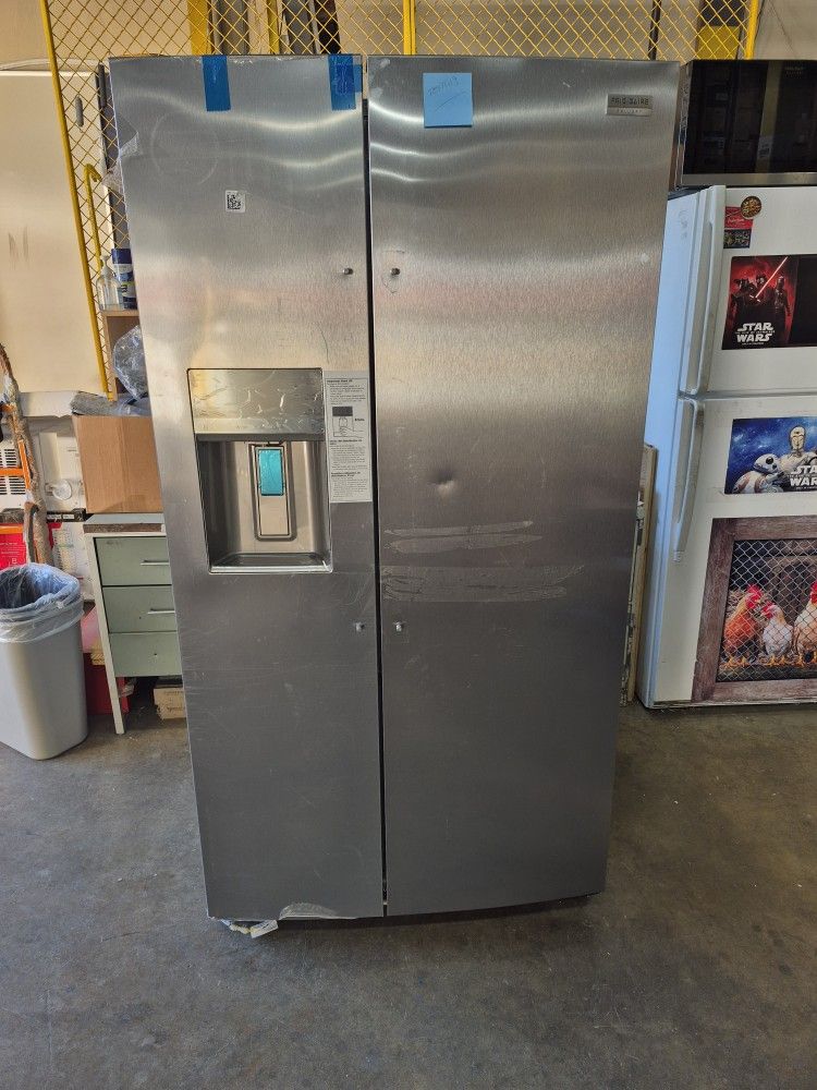 Brand New Side By Side Stainless Steel Frigidaire Refrigerator