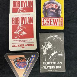Vintage Bob Dylan Back Stage Passes/Set Of 5