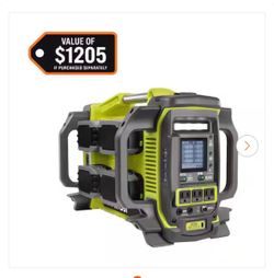 BRAND NEW IN BOX Shop RYOBI 18V ONE+ 3000/1800-Watt Battery Powered Power Station With (4) 6.0Ah Batteries For The Jobsite, Wilderness, or Storms