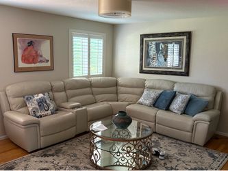 Italian leather sectional couch and chair