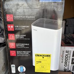 Toshiba 8,000 (DOE) BTU Portable Air Conditioner Cools 350 sq. ft. with Dehumidifier and Remote Control in White