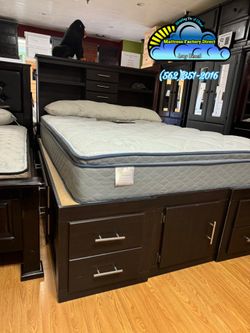 Queen storage espresso bed frame new cama con cajones Nuevo