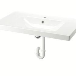 ODENSVIK - Sink with RINNEN water trap, white. 