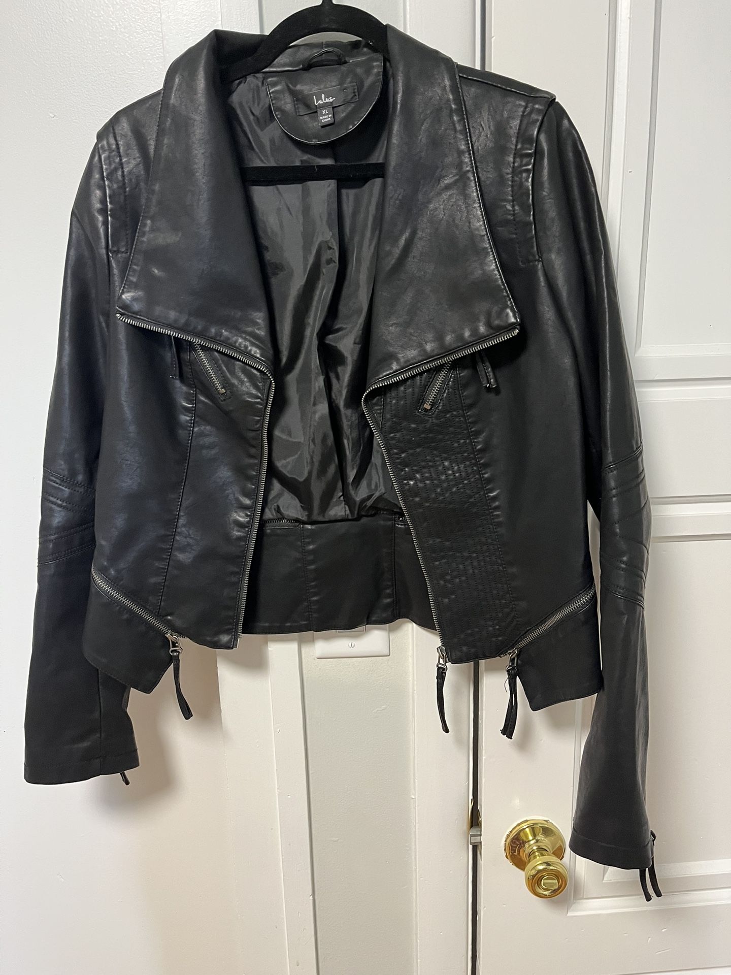 Faux Leather Moto Jacket – XL
