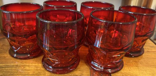 Set of 6 vintage 10-ounce Viking Georgian Ruby Red tumblers