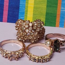 #2312, STUNNING LOT OF 4 ROSE GOLD RINGS, 2 925, SIZE 6,7.