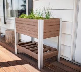 Vinyl Elevated Garden Bed with Storage Shelf