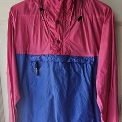 VTG PLATAGONIA  ADULT  PINK  &  BLUE 1/2 ZIP LITE WEIGHT NYLON HOODY PULLOVER WINDNBRAKER  