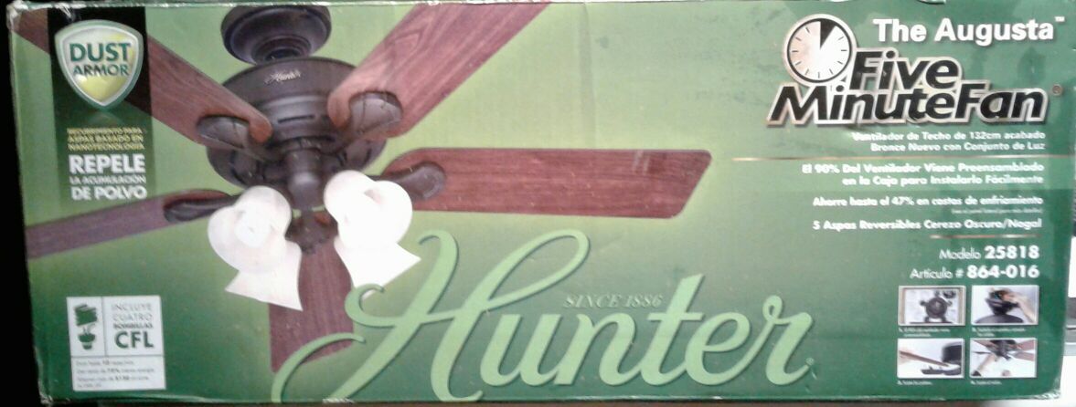 HUNTER AUGUSTA 52" BRONZE CEILING FAN W/ LIGHT