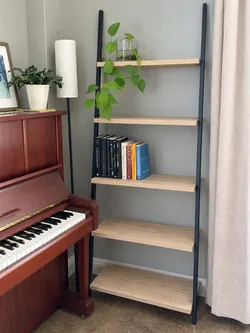 Wood & black ladder bookshelf