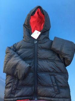 Infant Boy Solid Black Bubble Jacket 