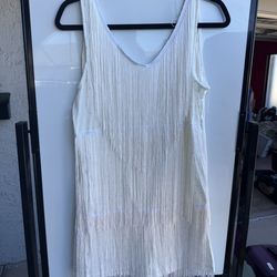 White Fringe Party Mini Dress – Size S – Bachelorette / Going Out