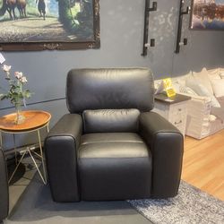 30% OFF LISTED PRICE Charcoal Top Grain Leather Power Rocking Recliner - Broadway 