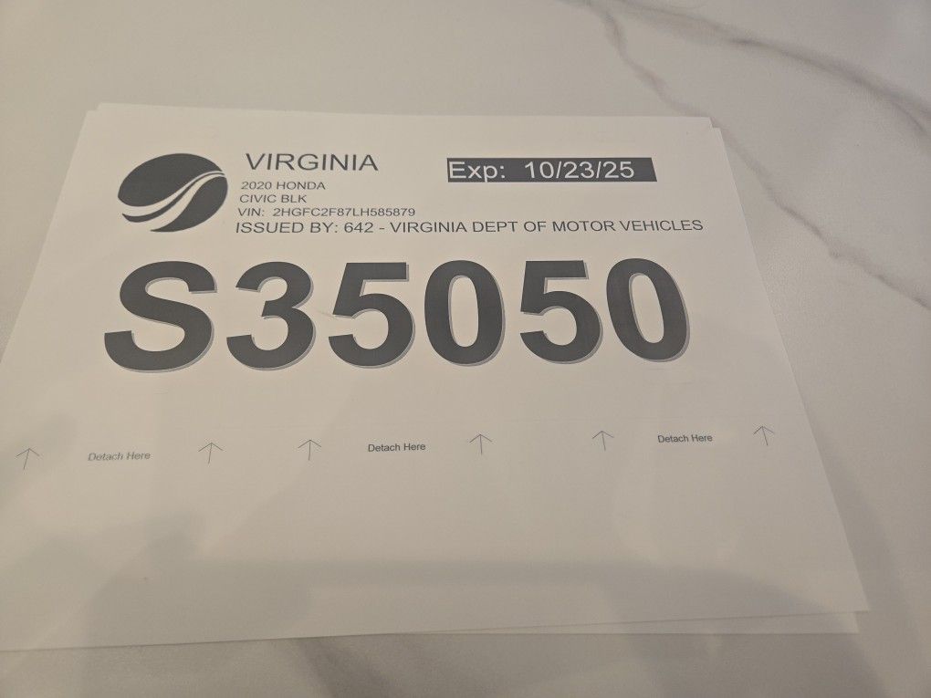 Temp License Plate/Tags Expire Late October